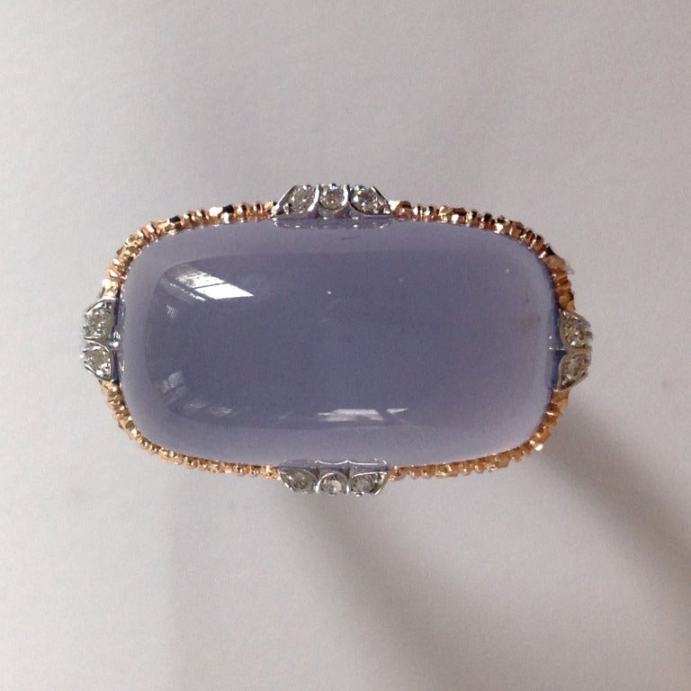 Dalben Namibian Chalcedony Diamond Gold Ring 2