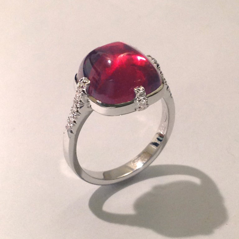 Dalben Red Tourmaline Diamond Gold Ring