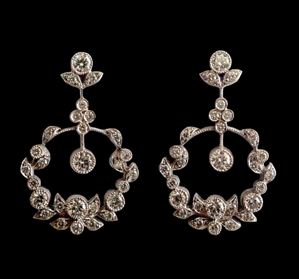 Women's Dalben Diamond Gold Pendant Earrings For Sale