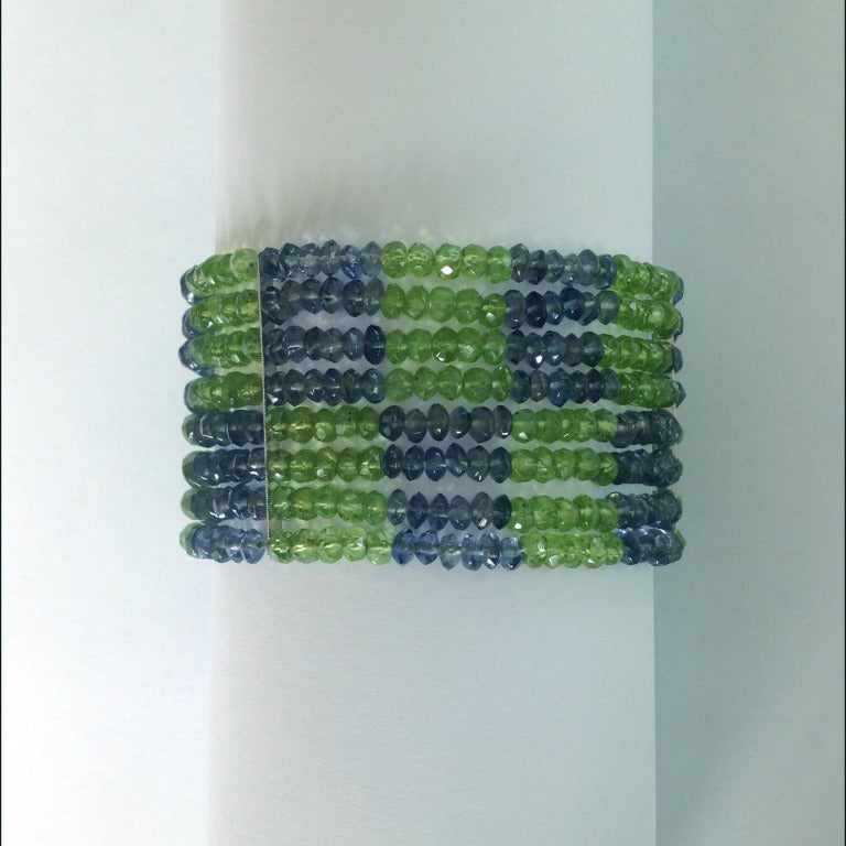 Contemporary Dalben Peridot Iolite Gold Bracelet For Sale