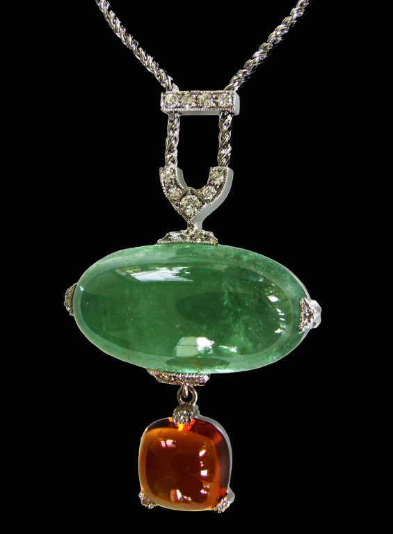 Dalben Aquamarine Citrine Diamond Pendant Necklace For Sale 1