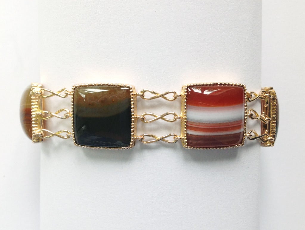 Contemporain Bracelet à maillons en or rose et agate Dalben en vente