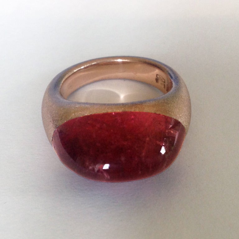Women's Dalben Red Tourmaline Satin Gold Ring
