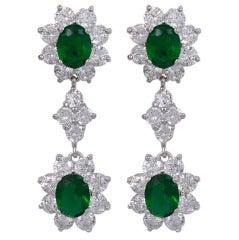 Faux Diamond Emerald Drop Earrings