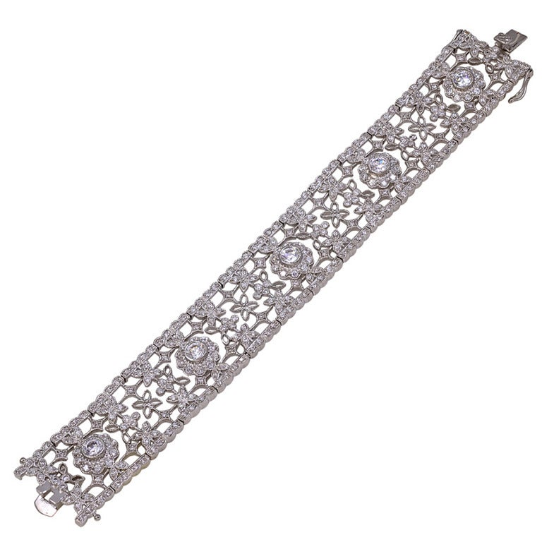 Lacework Shimmering Faux Diamond Bracelet at 1stdibs