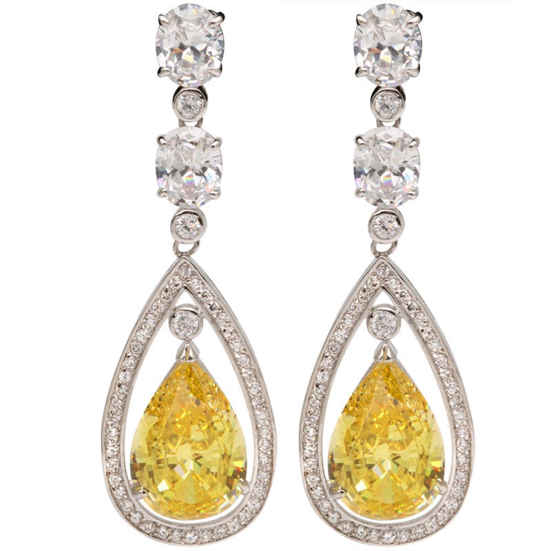 Stunning Faux Canary Yellow Diamond Earrings