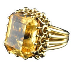 Vintage BOUCHERON Yellow gold & citrine cocktail ring