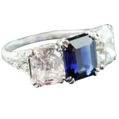 TIFFANY Magnificent 3.75ct sapphire & diamond three-stone ring