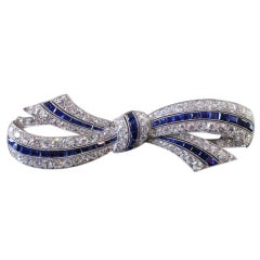 Antique VAN CLEEF & ARPELS Sapphire & Diamond Bow Brooch