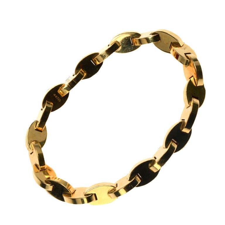 HERMES Fine cable link gold bracelet
