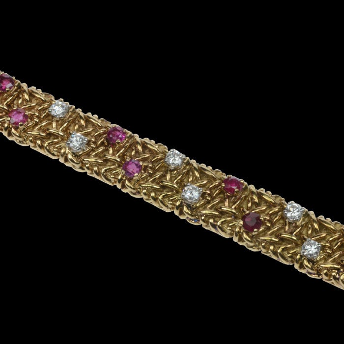 Women's CARTIER Gold, Ruby and Diamond Strap Bracelet