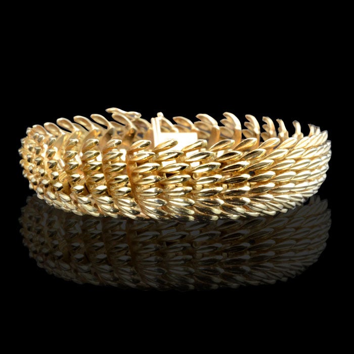 BOUCHERON Yellow Gold Feather Bracelet