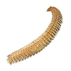 Vintage BOUCHERON Yellow Gold Feather Bracelet