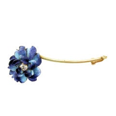 Tiffany & Co. Enamel Diamond Flower Brooch