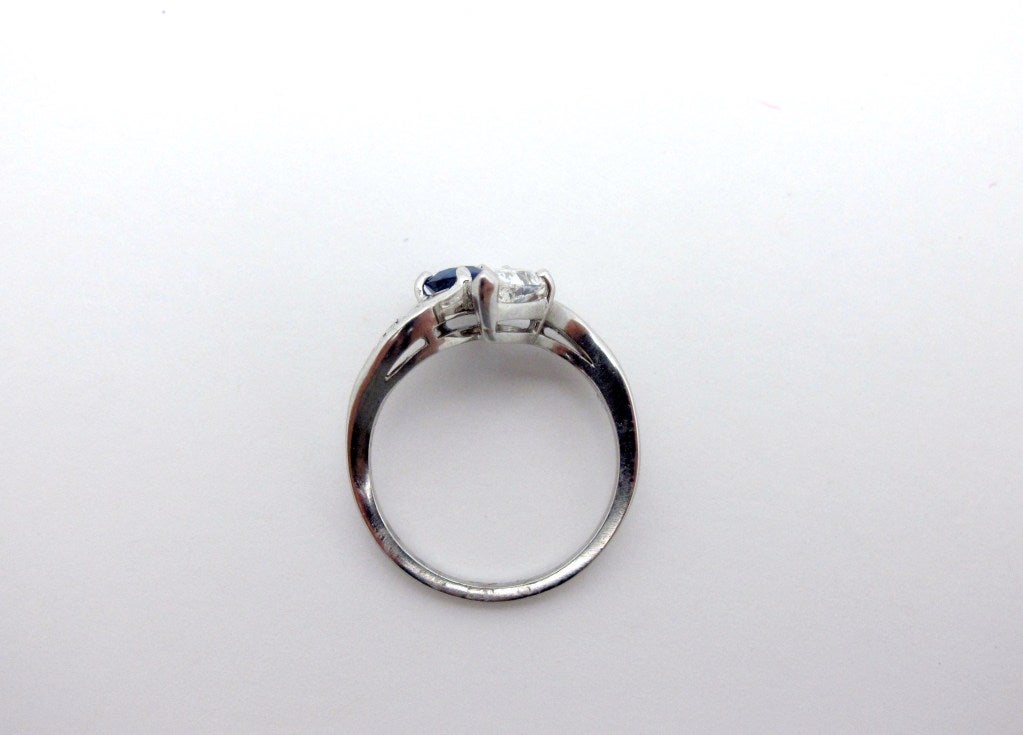 sapphire and diamond crossover ring