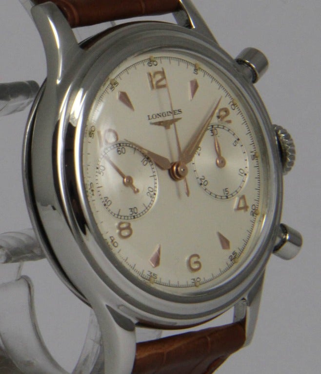 Longines Stainless Steel Chronograph Wristwatch at 1stDibs