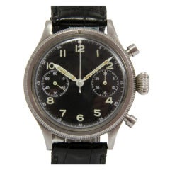Retro Breguet Stainless Steel Aeronavale Pilot's Chronograph Wristwatch