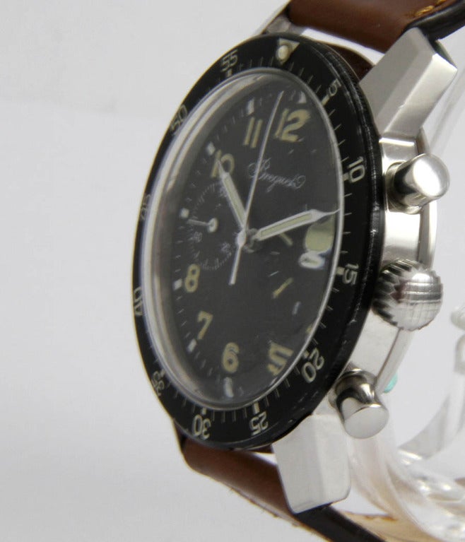 Breguet Stainless Steel Aeronavale Type XX Military Chronograph Wristwatch circa 1969 In Excellent Condition In Munich, Bavaria