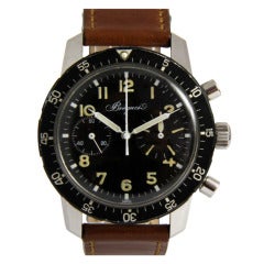 Retro Breguet Stainless Steel Aeronavale Type XX Military Chronograph Wristwatch circa 1969