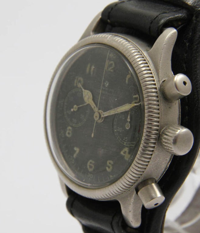 Glashutte Stainless Steel Military Aviator's Chronograph Wristwatch In Good Condition In Munich, Bavaria