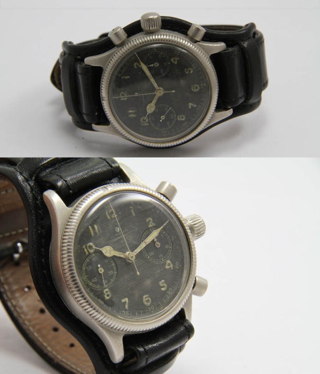Men's Glashutte Stainless Steel Military Aviator's Chronograph Wristwatch