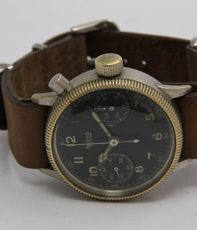 Men's Hanhart Stainless Steel Military Aviator's Single-Button Chronograph Wristwatch