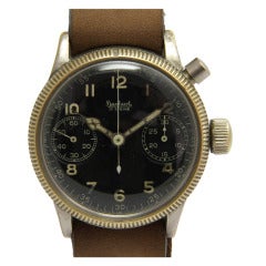 Vintage Hanhart Stainless Steel Military Aviator's Single-Button Chronograph Wristwatch