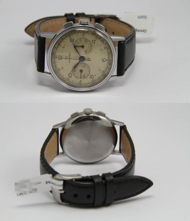Omega Edelstahl-Chronograph-Armbanduhr Ref 2381 Herren