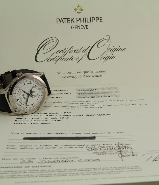 Women's or Men's Patek Philippe White Gold Annual Calendar Calatrava Wristwatch Ref 5396G