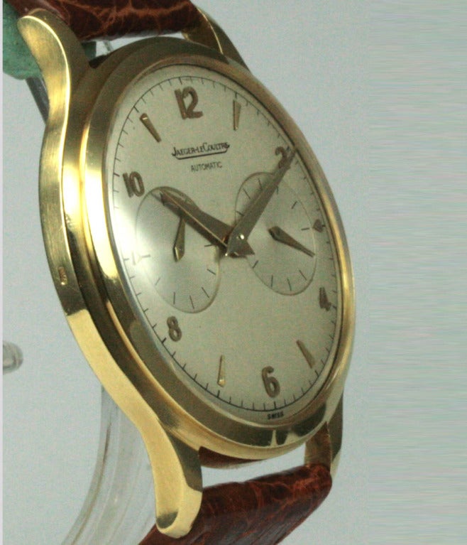 Futurematic

Case
screwed case, 18k yellow-gold, acrylic glass, 36mm 

Movement
caliber JLC, backwinder, automatic, power reserve

Dial
original dial and hands

Bracelet
kroko-leather strap, buckle

perfect original condition
1955
