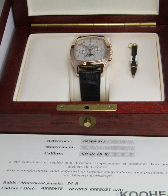 Patek Phillipe Rose Gold Perpetual Calendar Chorograph Wristwatch Ref 5020R 1
