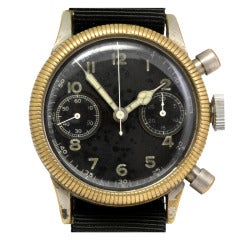 Vintage Glashütte Stainless Steel Military Chronograph Wristwatch