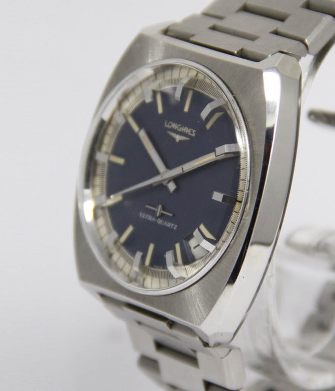 Longines Stainless Steel Ultra Quartz Wristwatch In Excellent Condition In Munich, Bavaria