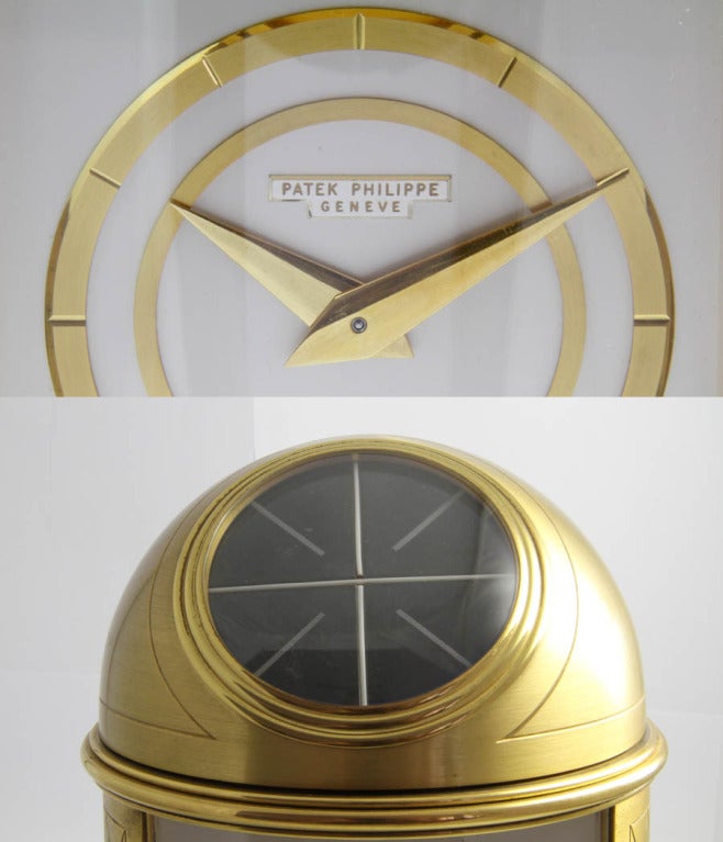 Patek Phillipe Gilt Metal Solar Table Clock In Excellent Condition For Sale In Munich, Bavaria