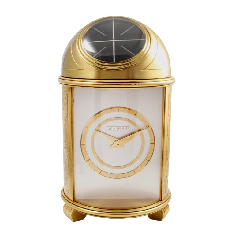 Patek Phillipe Gilt Metal Solar Table Clock For Sale