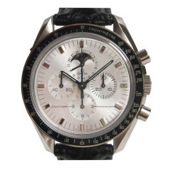 Omega White Gold Speedmaster Wristwatch with Moonphase and Date
