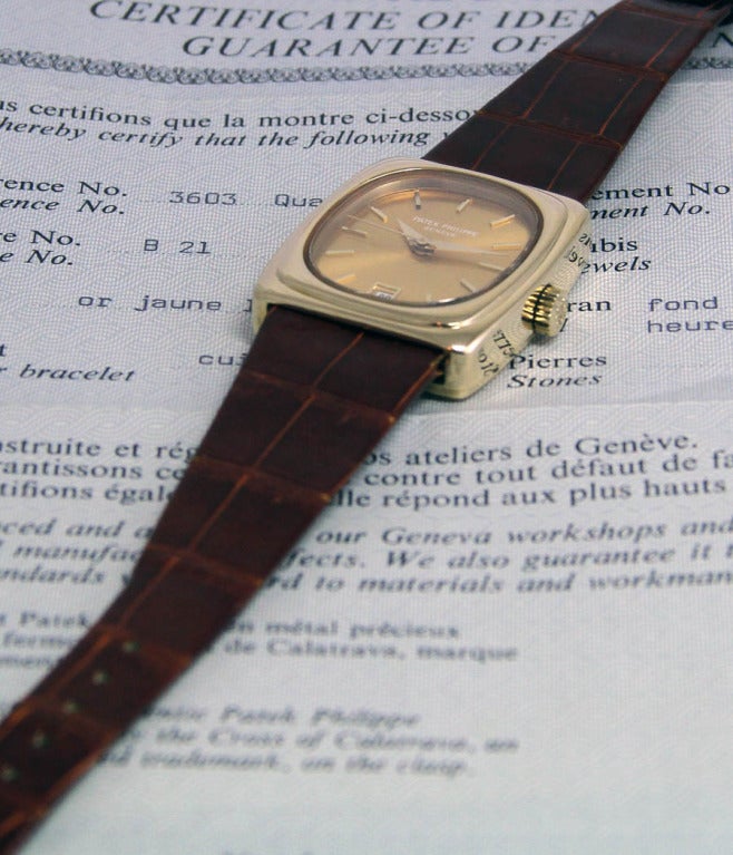 Men's Patek Philippe Yellow Gold Beta 21 Quartz Wristwatch with Date Ref 3603