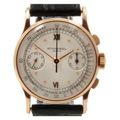 Patek Philippe Rose Gold Chronograph Wristwatch Ref 130