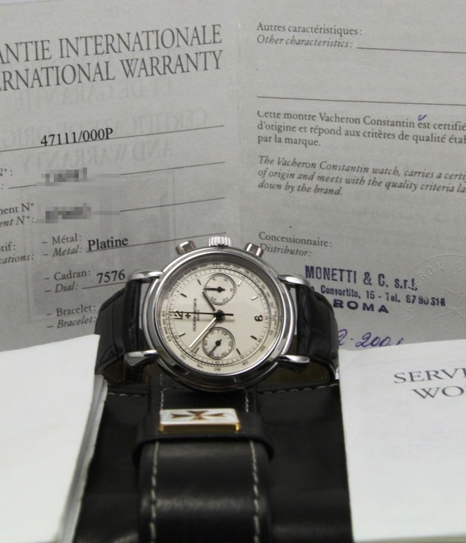 Vacheron Constantin Platinum Chronograph Wristwatch Ref 47111/P 1