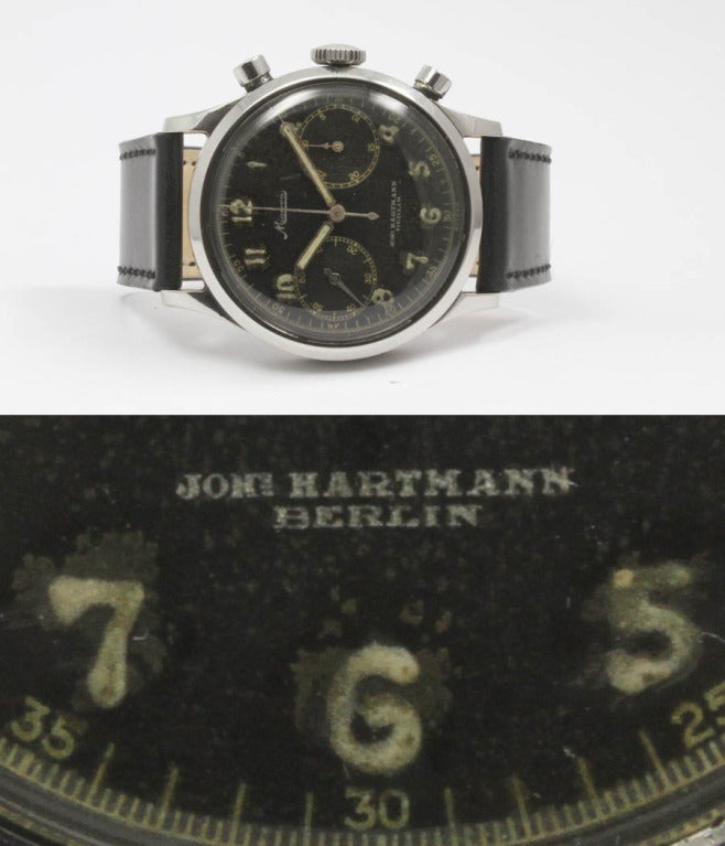 Minerva Stainless Steel Chronograph Wristwatch Made for Swedish Military 1