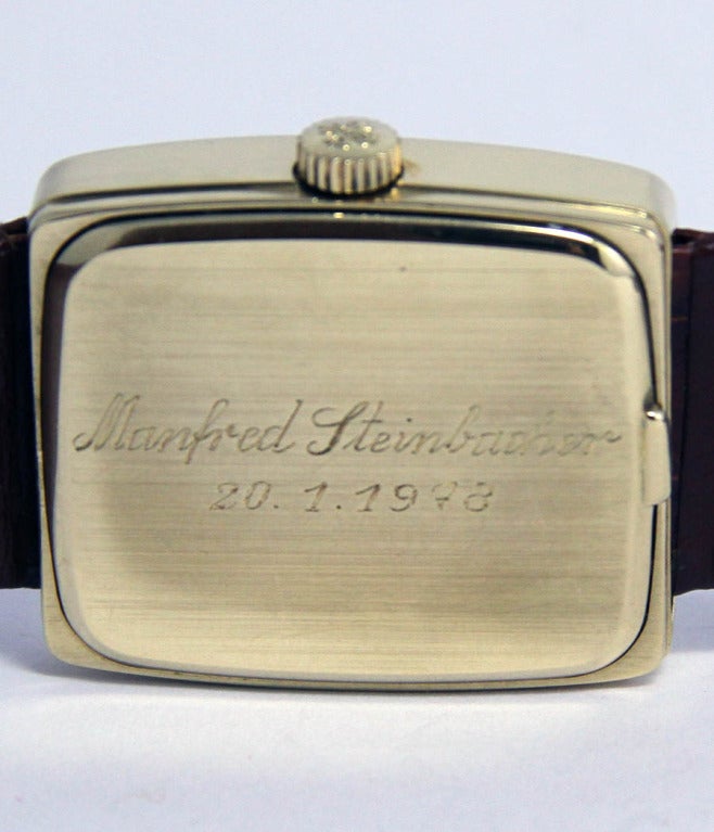 Patek Philippe Yellow Gold Beta 21 Quartz Wristwatch with Date Ref 3603 In Excellent Condition In Munich, Bavaria