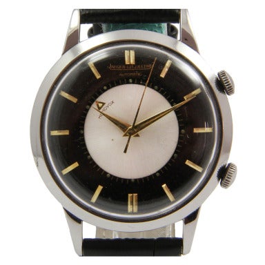 Jaeger LeCoultre Stainless Steel Memovox Alarm Wristwatch at