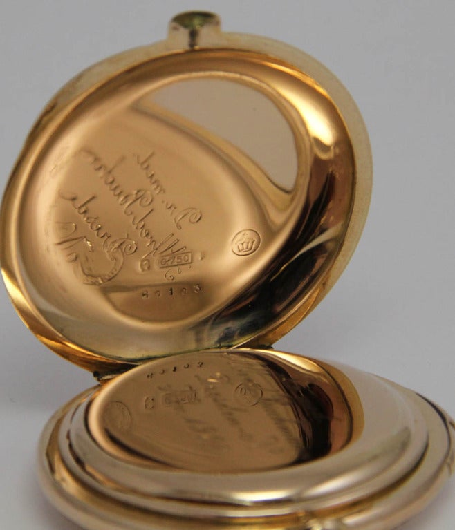 Women's or Men's A. Lange & Söhne Pink Gold Quarter Repeating Hunting Cased Pocket Watch For Sale