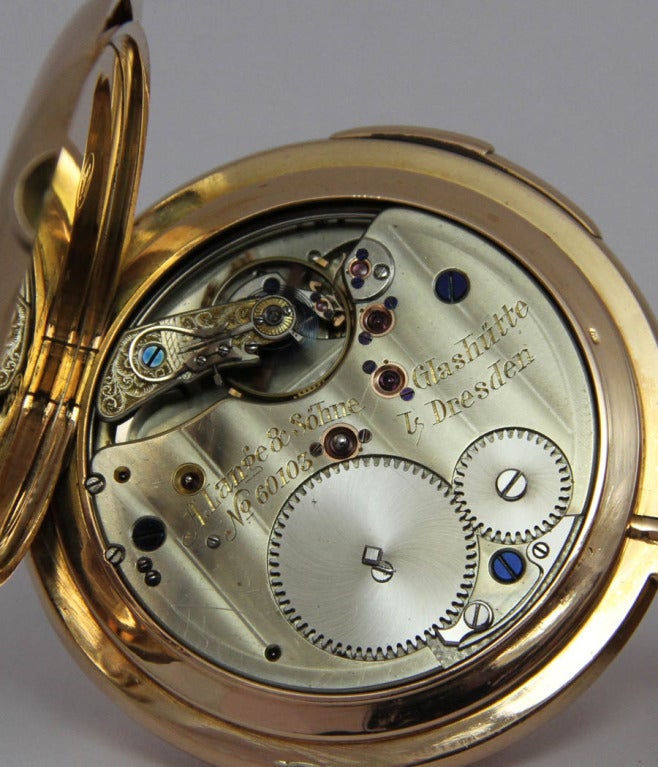 A. Lange & Söhne Pink Gold Quarter Repeating Hunting Cased Pocket Watch For Sale 2