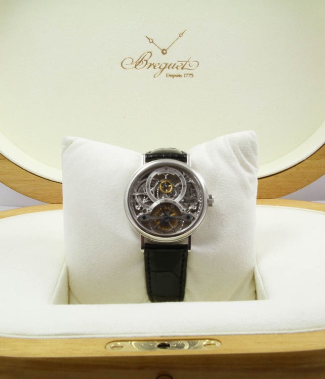 Breguet Platinum Skeleton Tourbillon Wristwatch Ref 3355 In Excellent Condition In Munich, Bavaria