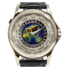 Patek Philippe White Gold World Time Wristwatch with Enamel Dial Ref 5131G