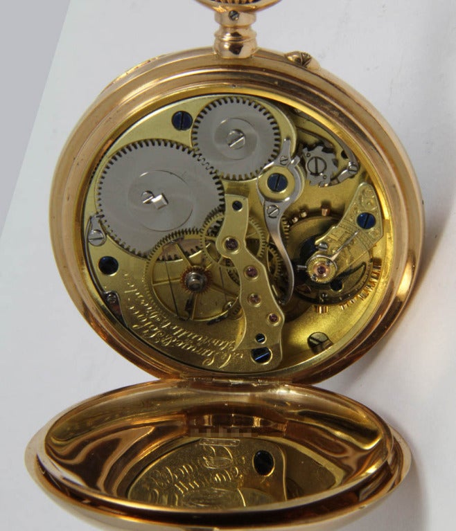Art Nouveau A. Lange & Söhne Rose Gold Open Faced Pocket Watch with Dead Beat Seconds For Sale