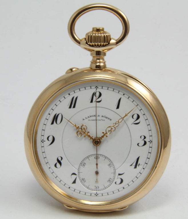 A. Lange & Söhne Rose Gold Open Faced Pocket Watch with Dead Beat Seconds For Sale 2