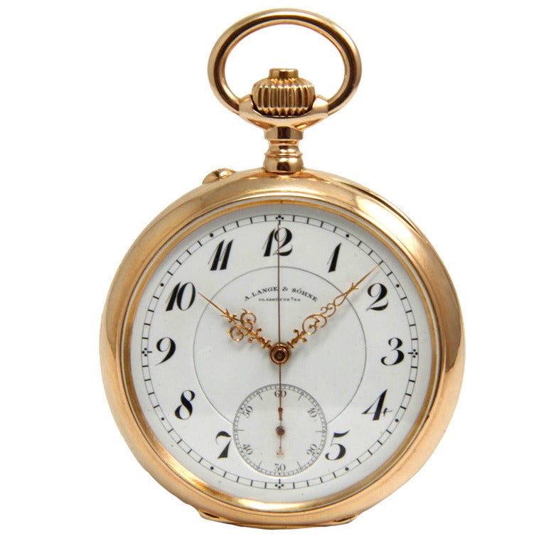 A. Lange & Söhne Rose Gold Open Faced Pocket Watch with Dead Beat Seconds For Sale