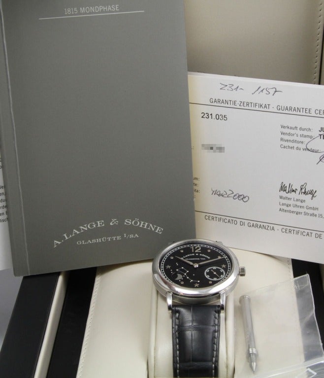 A. Lange & Sohne Platinum 1815 Wristwatch with Moonphases circa 2000 2